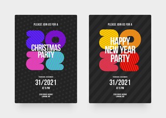 Wall Mural - Layout template for Happy New Year 2022 and Merry Christmas Party. Vector illustration for flyer, banner or invitation card.