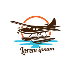 Wall Mural - Waterplane Logo Design Vector Graphic Icon Illustration