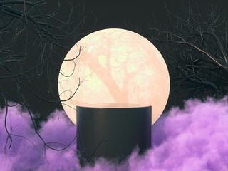 Poster - Halloween background with product stand. 3d rendering.