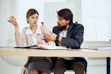 Wall Mural - business man harassing work colleague harassment disorder work