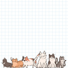 Cat Lover Pattern Graph Note Paper Template Vector