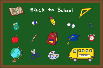 Sticker - Back to school stationery vector