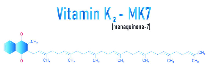 Sticker - itamin K2 or menaquinone molecule. Skeletal formula. Menaquinone-7. MK7. Menachinon-7