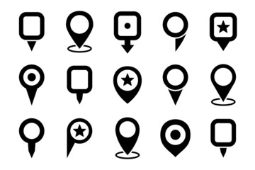 Wall Mural - Set of location pin pointer icon in a flat design