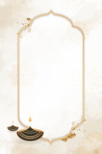 Gold Frame On Diwali Pattern Background Vector