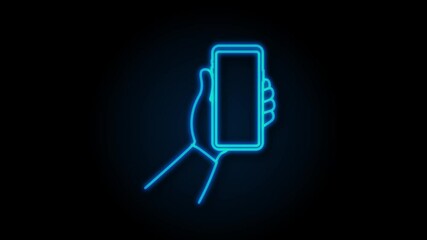 Poster - Smartphone on hand. Telephone icon. Touchscreen, Phone display. Cell phone. Motion graphics.