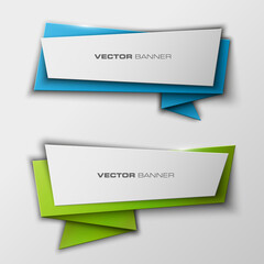 Poster - Origami paper infographic colorful banners set. Design shape. Vector label tag. New color