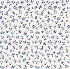 Vector seamless pattern. Pretty pattern in small flowers. Small blue flowers. White background. Ditsy floral background. The elegant the template for fashion prints. Stock vector.
