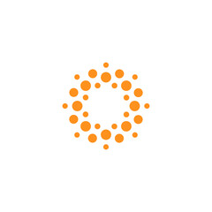 Poster - Abstract dot round logo. Connect sign. Virus icon. Orange sun. Fireworks emblem. Solar symbol. Flower. Medical innovation technology and science research. Vector circle logotype concept