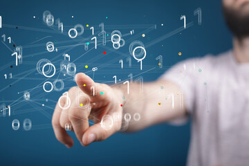 Aufkleber - Digital cyberspace with particles and Digital data network connections concept.