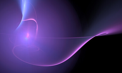 Wall Mural - Elegant violet fluid silky matter with glow, highlights and geometric ornament in dynamic digital illustration in haze. Fantastic and imaginary artwork great as backdrop, cover or element of design.