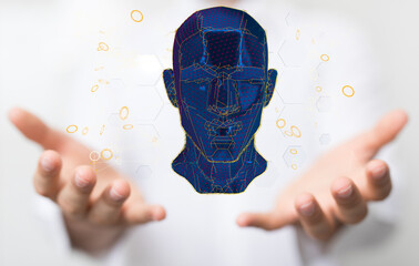 Poster - Silhouette of a 3d human head
