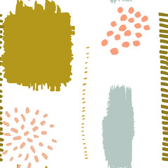 Poster -  Vector abstract seamless background. Hand painted graphic elements, colorful brush strokes and shapes for decoration, invitations, posters, card, textile