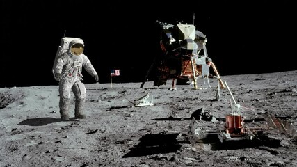 Wall Mural - astronaut jumping on the moon.