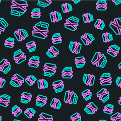 Poster - Line Delete file document icon isolated seamless pattern on black background. Rejected document icon. Cross on paper. Vector