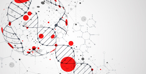 Abstract futuristic background for design works..Science template, wallpaper or banner with a DNA molecules.