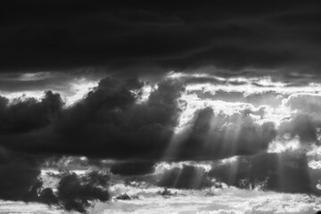 Wall Mural - Image of colorful evening sky with light clouds