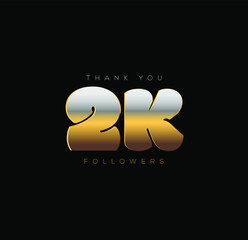 Wall Mural - Thank You, 2k followers. thanking post to social media followers.