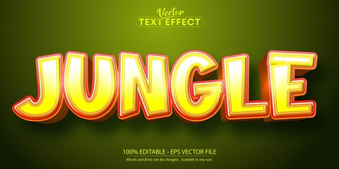 Wall Mural - jungle text, cartoon style editable text effect