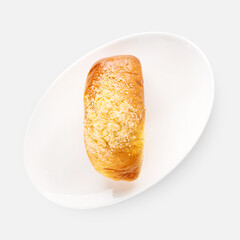 Wall Mural - sweet fresh buns with powdered sugar on white background