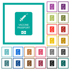 Sticker - Vaccine passport flat color icons with quadrant frames