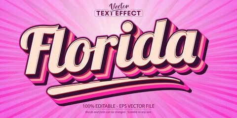 Wall Mural - Florida text, 80s text style and editable text effect