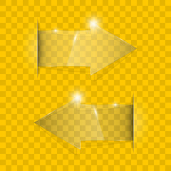 Aufkleber - Transparent arrow banners set. Direct glassy shape. Abstract arrows Background. Business infographic presentation diagram. Section compare service. down arrow trend. Paper index. Exact pointer