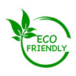 Green background eco friendly vector logo or icon, eco friendly logo