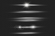 Light and stripes moving fast over dark background.design of the light effect. PNG. Set. Vector illustration