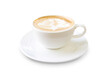 © nattanapong - Latte coffee or cappuccino coffee in white cup with beautiful latte art isolated on white. Clipping path included.