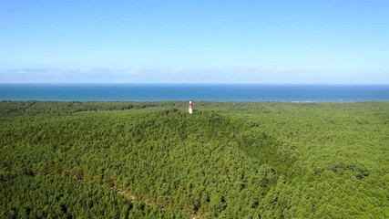 Wall Mural - 4k drone aerial footage of Stilo Lighthouse in Osetnik village on the coast of the Baltic Sea in Poland