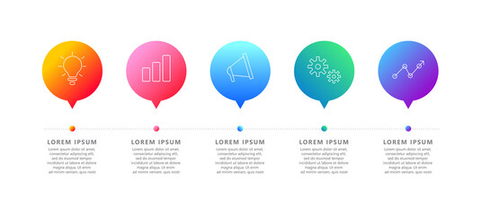 Business infographic element with 5 options, steps, vector template design