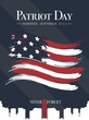 Poster for USA Patriot Day. Never forget editable text. Vector illustration on a blue background with stars.