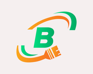 Paint logo with B letter concept. B letter House Painting Logo Design