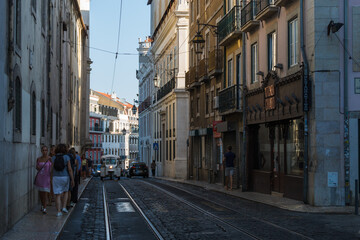 Naklejka na meble transport of tourists in the streets of lisbon