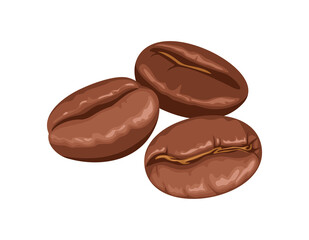 Wall Mural - Coffee beans isolated on white background. Vector illustration in cartoon flat style.