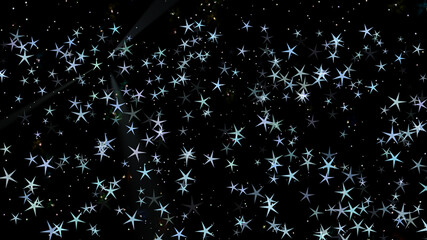 Wall Mural - Abstract blue twinkling stars against the backdrop of distant planets in an endless galaxy. Time lapse of stars and space in the night sky. 4K, isolated black background.