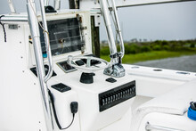 A Close Up View Of A Marine Fishing Boat Instrument Panel