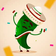 Wall Mural - Beige figure green chilli cinco de mayo mexican national day illustration vector