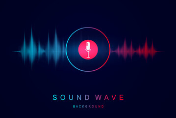 Voice and sound recognition. Sound wave equalizer. Modern visualization and futuristic  element. Music and radio concept. 