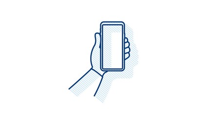 Poster - Smartphone on hand. Telephone icon. Touchscreen, Phone display. Cell phone. Motion graphics.