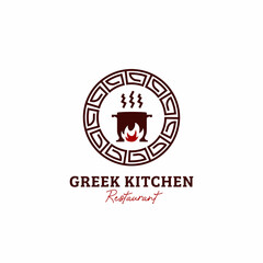 Wall Mural - Greek kitchen restaurant logo icon