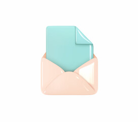 Poster - Open Email envelope icon with document. Post mail letter. Vector illustration