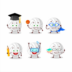 Canvas Print - School student of white volleyball cartoon character with various expressions