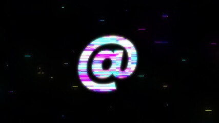 Poster - web glitch icon. business. email icon. motion graphics.