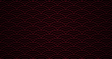 animation traditional japanese texture. oriental traditional geometric red pattern on black screen. 
