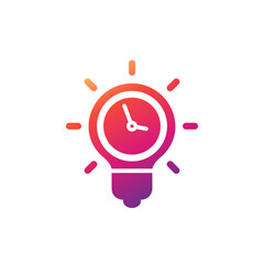 Wall Mural - Idea and time icon with light bulb, vector