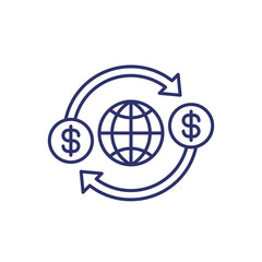 Poster - money transfer worldwide icon, line vector