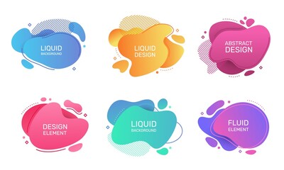 Poster - abstract liquid shape, organic fluid blobs banner. modern gradient graphic elements with geometric s