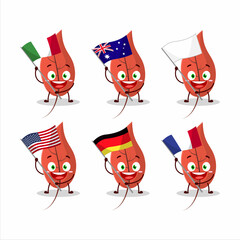 Poster - Dried leaves cartoon character bring the flags of various countries